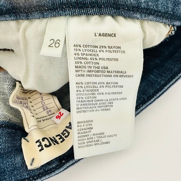 L'Agence Margot High Rise Cropped Skinny Jean Size 26 New Vintage Medium Wash - Picture 5 of 8